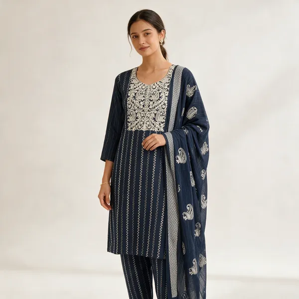 Navy_Handloom_Cotton_Geometric_Printed_Unstitched_Suit_For_Women
