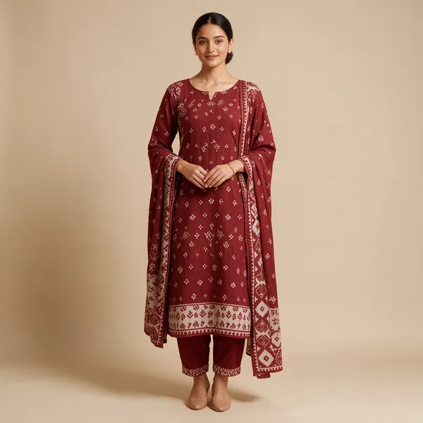 Maroon_Maheshwari_Gadwal_Geometric_Floral_Unstitched_Suit_For_Women