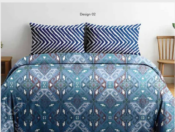 Pure_Cotton_Geometric_Chevron_Print_Blue_Double_Bedsheet