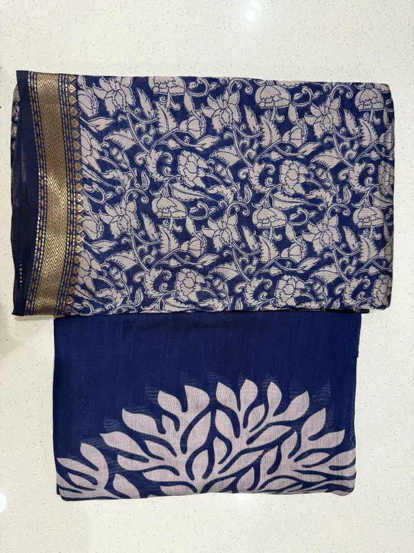 Navy_Blue_Maheshwari_Gadwal_Floral_Printed_Unstitched_Suit_For_Women