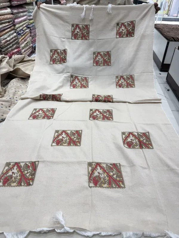 Cream_Handloom_Cotton_Printed_Unstitched_Suit_For_Women