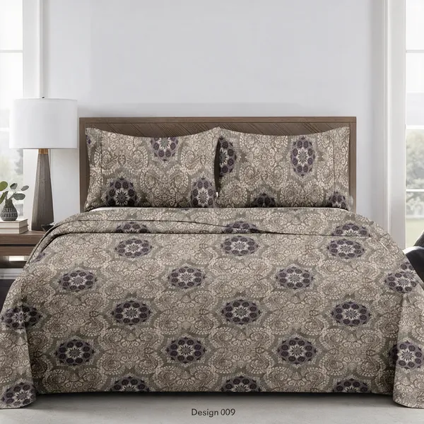Pure_Cotton_Floral_Geometric_Print_Brown_Double_Bedsheet