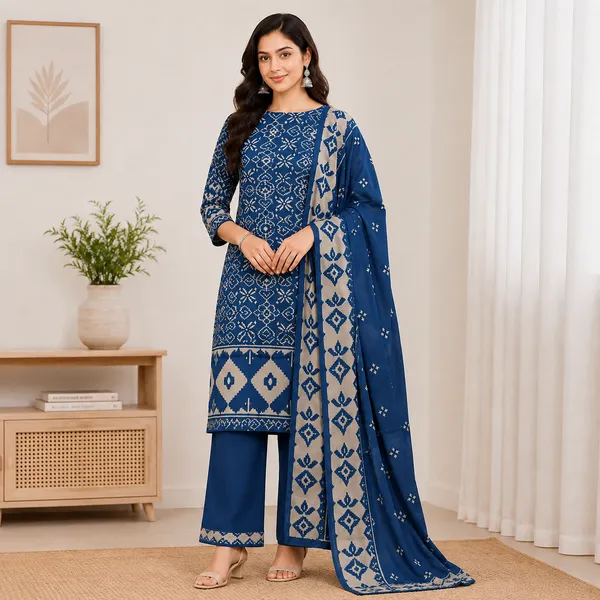 Blue_Maheshwari_Gadwal_Traditional_Motif_Unstitched_Suit_For_Women