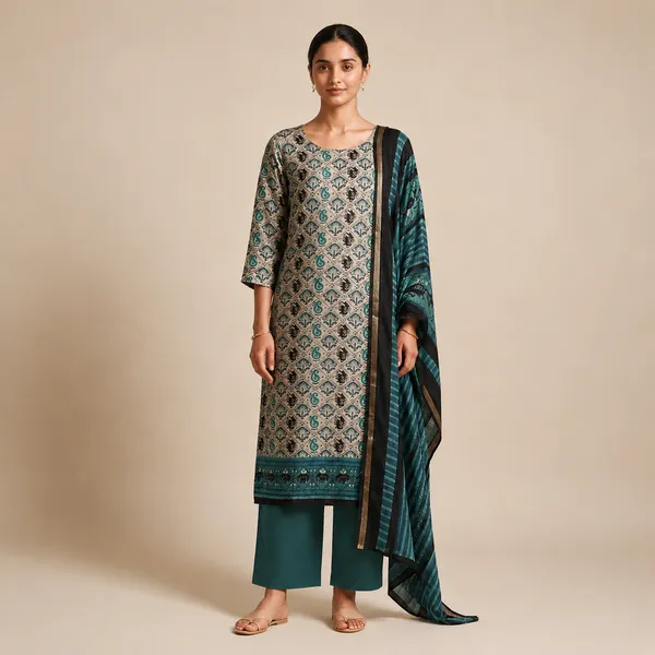 Multicolour_Maheshwari_Gadwal_Geometric_Print_Unstitched_Suit_For_Women