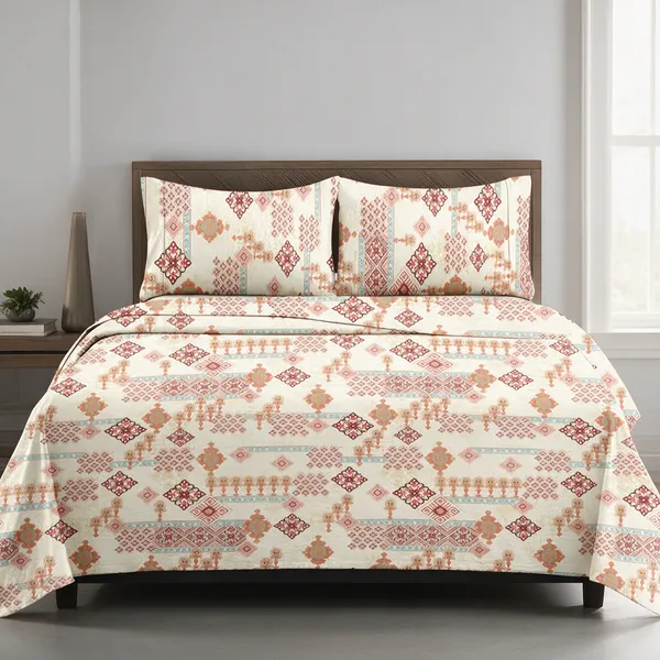 Pure_Cotton_Contemporary_Geometric_Print_White_Orange_Double_Bedsheet