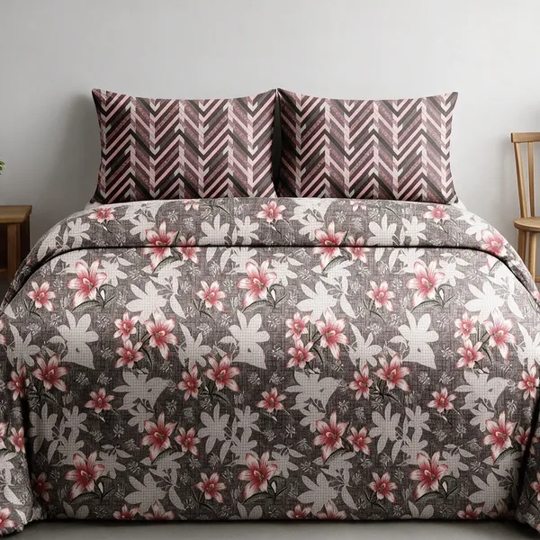 Pure_Cotton_Traditional_Paisley_Print_Grey_Red_Double_Bedsheet