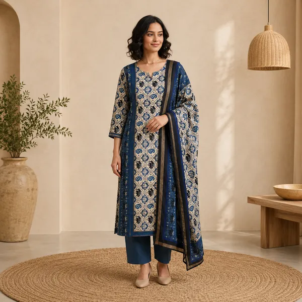 Blue-White_Maheshwari_Gadwal_Printed_Unstitched_Suit_For_Women