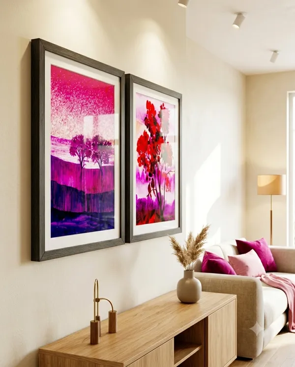 Magenta_Floral_Frame_Pair_and_Scenic_Pink_Landscape_Set__-_Premium_Wall_Art_Pack_of_2_-_Perfect_decor_for_Living_Room,_Bedroom_,_Offices_or_any_space.