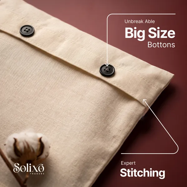 Cream_Cotton_Button_Closure_Mesh_Window_Saree_Storage_Bag_Pack_Of_6