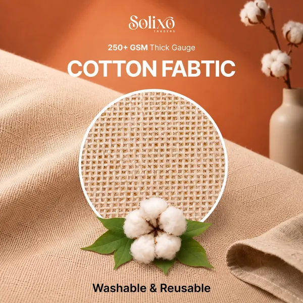 Cream_Cotton_Button_Closure_Saree_Storage_Bag_Pack_Of_6