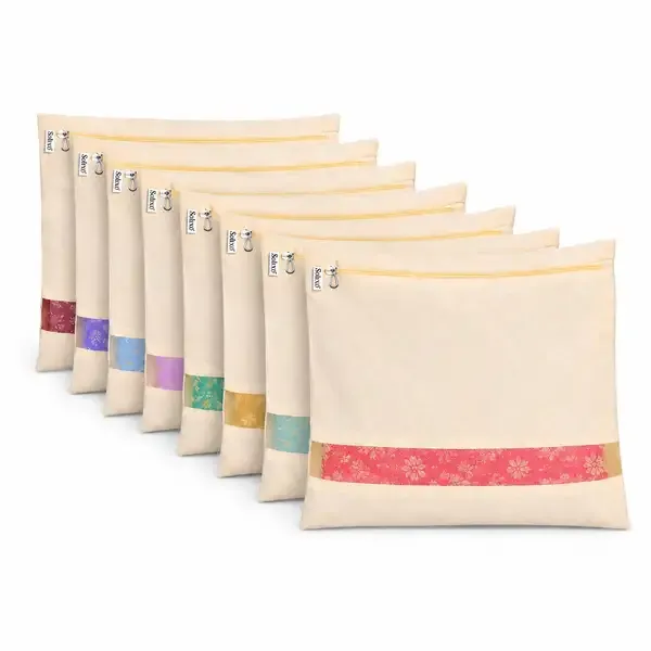 Pack_of_8_Cotton_Zip_Closure_Mesh_Window_Saree_Storage_Bag
