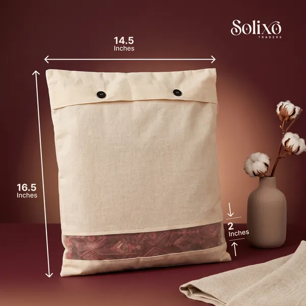 Cream_Cotton_Mesh_Window_Button_Closure_Saree_Storage_Bag_Pack_Of_12