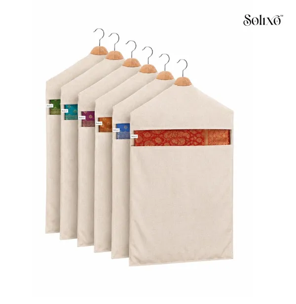 SOLIXO_TRADERS_Hanging_Cotton_Saree_Covers_with_Zip_(30x18_Inch)_with_Pocket_for_Blouse_and_Accessories_|_Pack_of_5