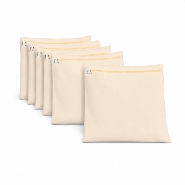 Cream_Cotton_Zip_Closure_Saree_Storage_Bag_Pack_Of_6