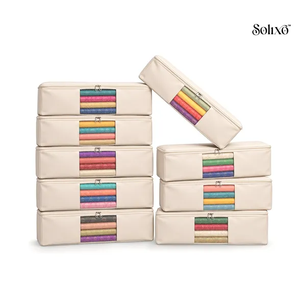 Cream_Cotton_Zip_Closure_Clothes_Storage_Box_Wardrobe_Organizer_Pack_Of_9