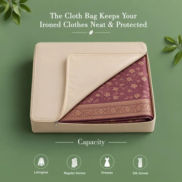 Cream_Cotton_Zip_Closure_Saree_Lehenga_Storage_Bag_Pack_Of_6