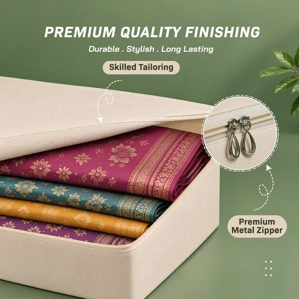 Cream_Cotton_Zip_Closure_Saree_Lehenga_Storage_Bag_Pack_Of_6