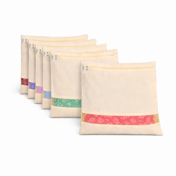 Pack_of_6_Cotton_Zip_Closure_Mesh_Window_Saree_Storage_Bag_