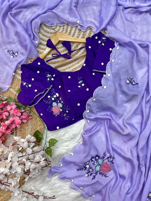 Purple_Chinnon_Saree_For_Women