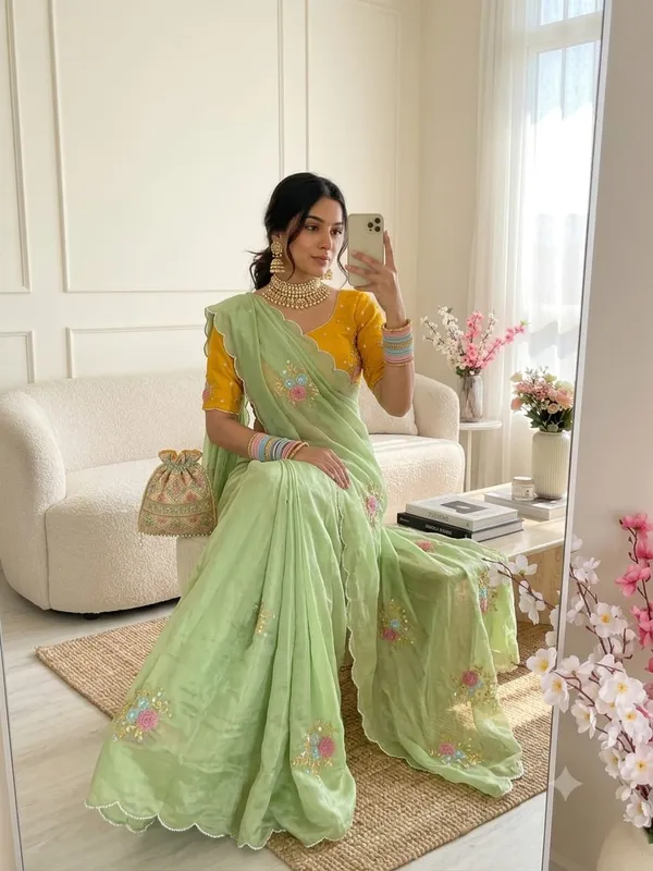 Pista_Chinnon_Saree_For_Women