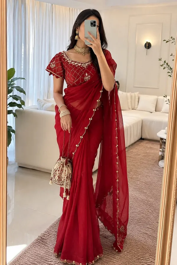 Red_Soft_Crunchy_Silk_Saree_For_Women