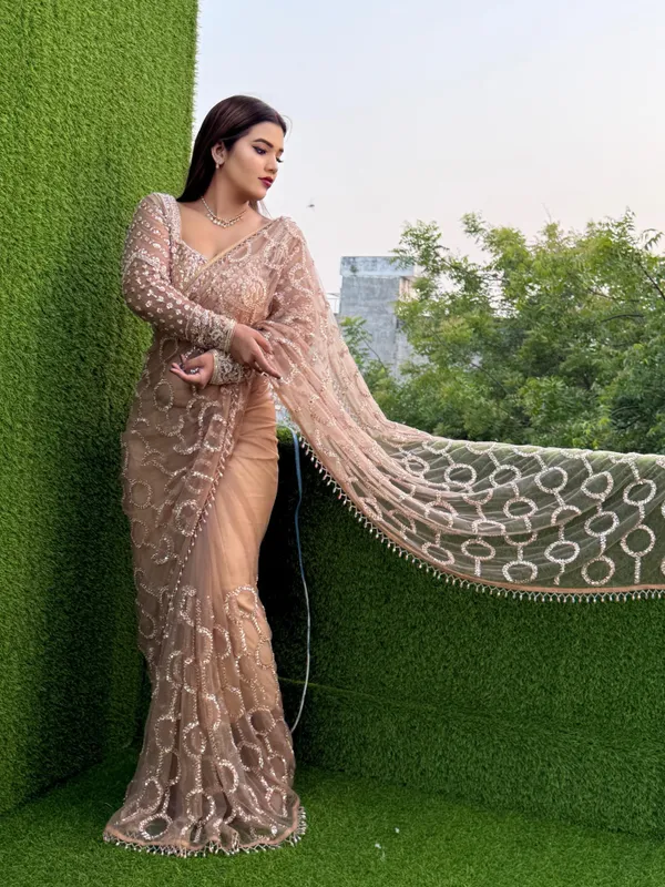 Gold_Soft_Net_Saree_For_Women