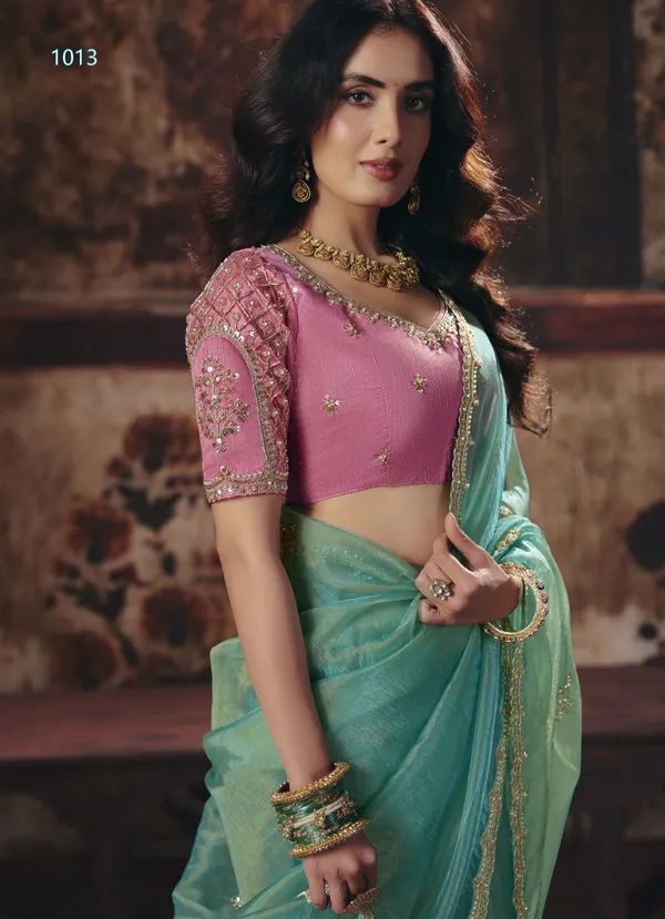 Sky_Blue_Tissue_Organza_Saree_For_Women