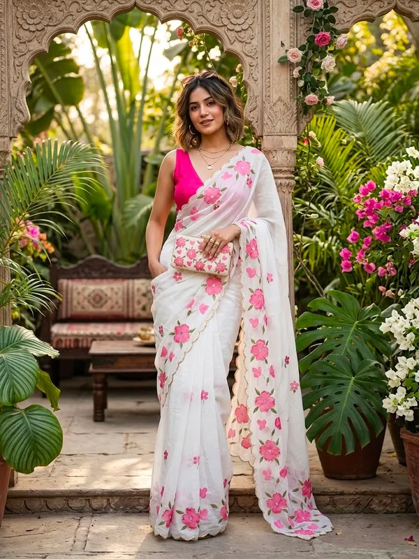 White_Tabi_Organza_Saree_For_Women