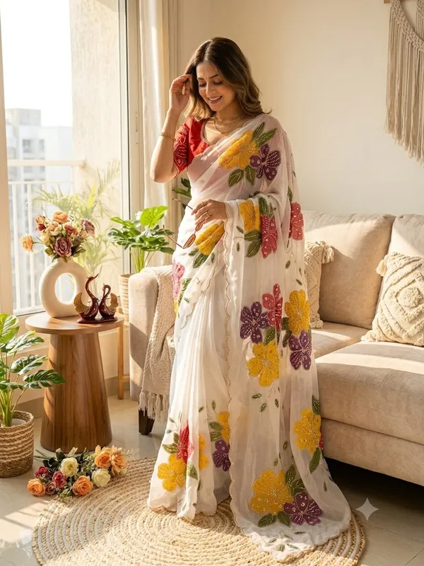 White_Taby_Silk_Saree_For_Women