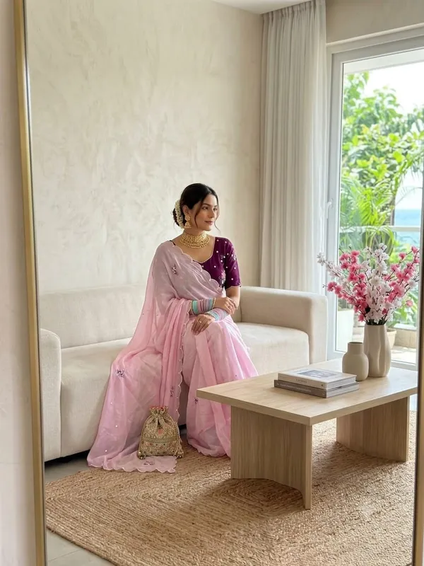 Peach_Coffee_Chiffon_Saree_For_Women