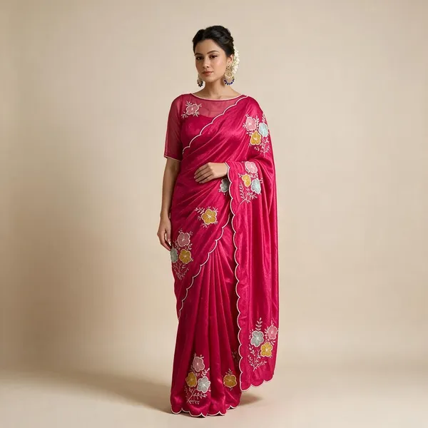 Pink_Soft_Chinnon_Saree_For_Women