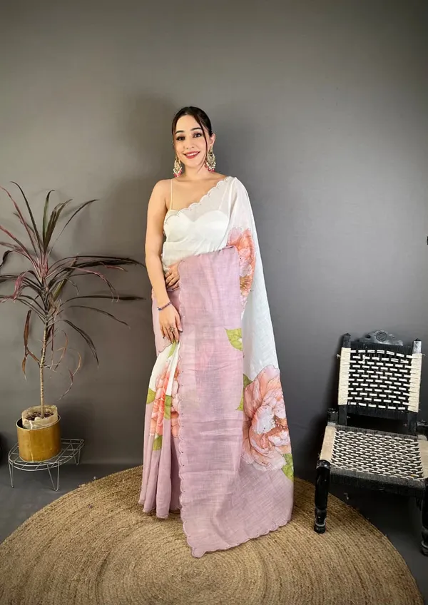 White_Linen_Saree_For_Women