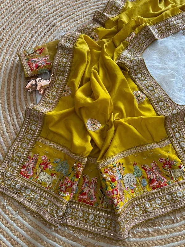 Mustard_Yellow_Vichitra_Silk_Saree_For_Women