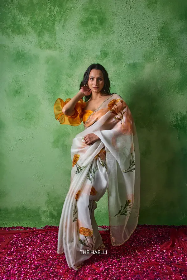 White_And_Yellow_Tabby_Organza_Saree_For_Women