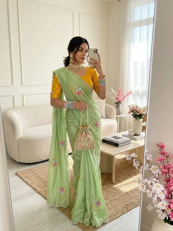 Pista_Chinnon_Saree_For_Women