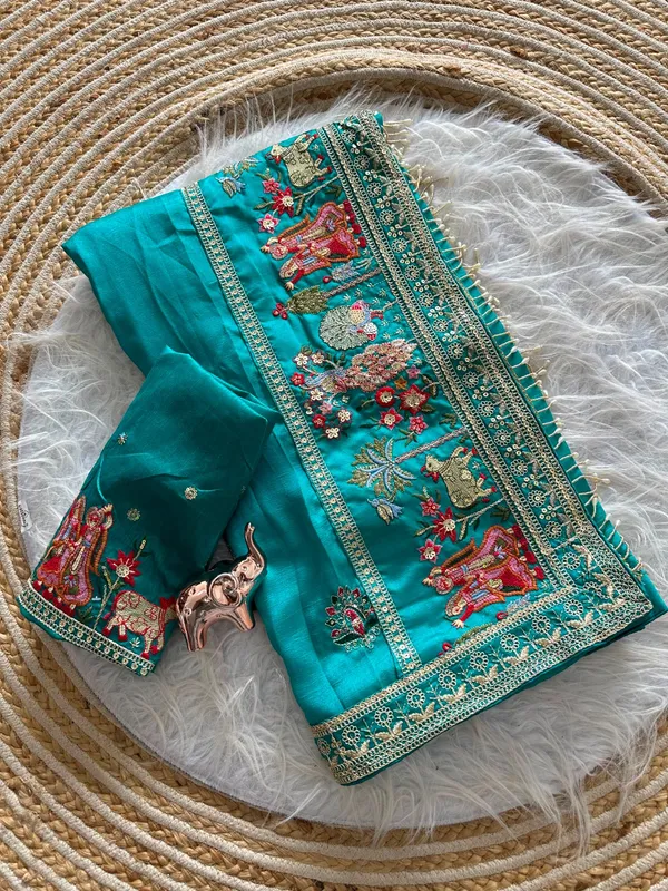 Firozi_Vichitra_Silk_Saree_For_Women