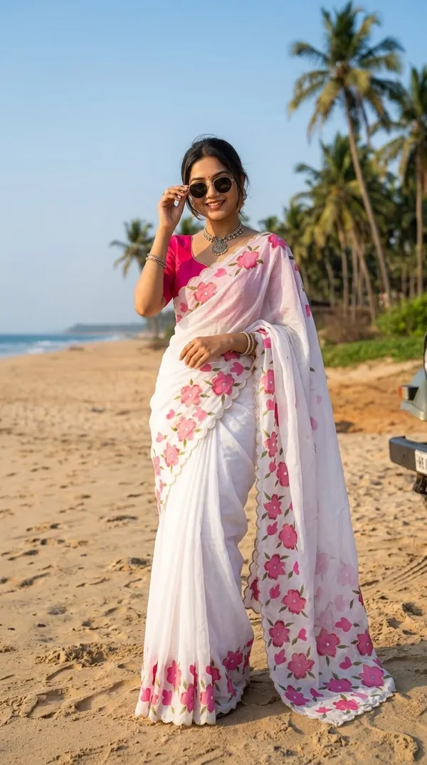 White_Tabi_Organza_Saree_For_Women