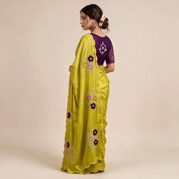 Lemon_Soft_Chinnon_Saree_For_Women