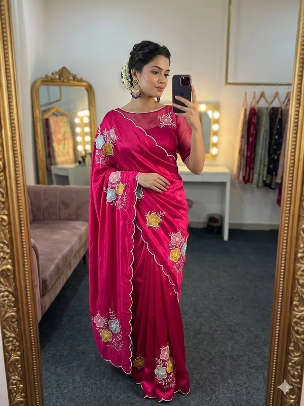 Pink_Soft_Chinnon_Saree_For_Women