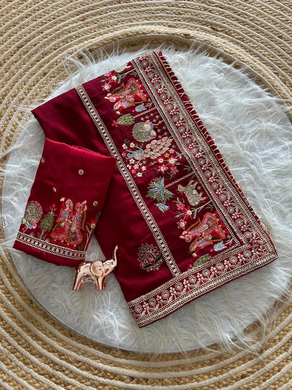 Maroon_Vichitra_Silk_Saree_For_Women