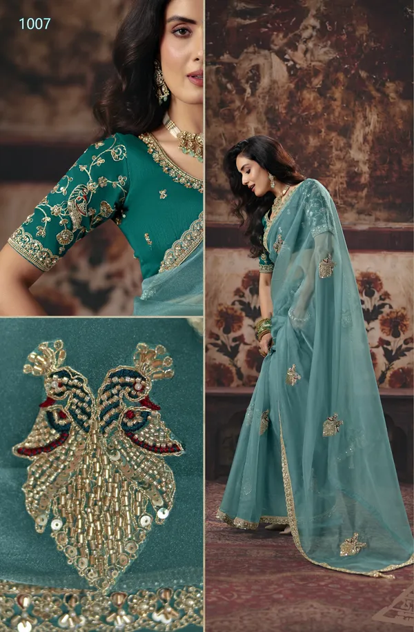 Firozi_Tissue_Organza_Saree_For_Women