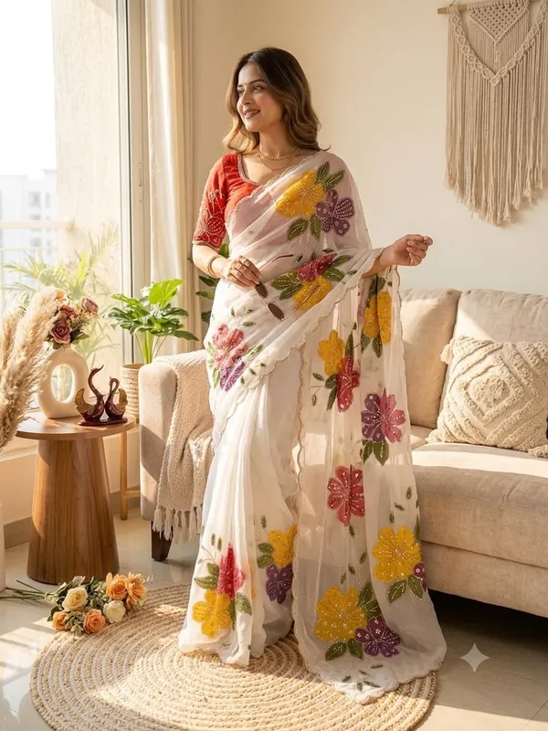 White_Taby_Silk_Saree_For_Women