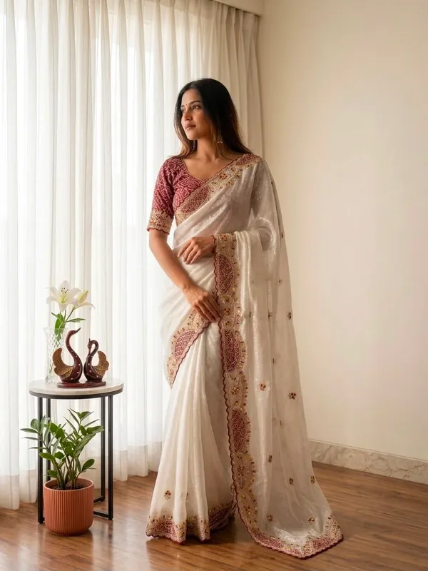 Off_White_Soft_Crunchy_Saree_For_Women