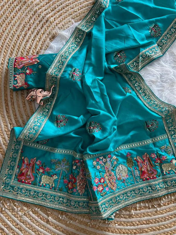 Firozi_Vichitra_Silk_Saree_For_Women