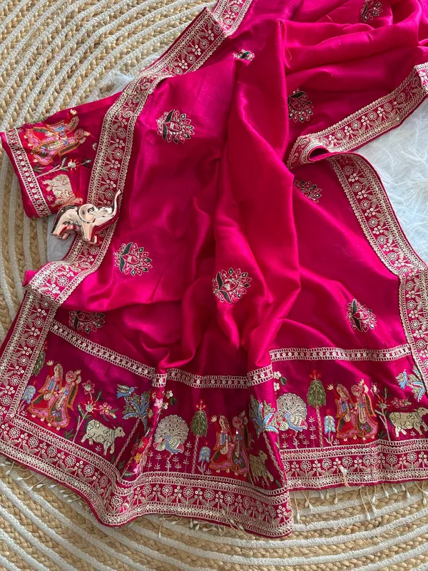 Pink_Vichitra_Silk_Saree_For_Women