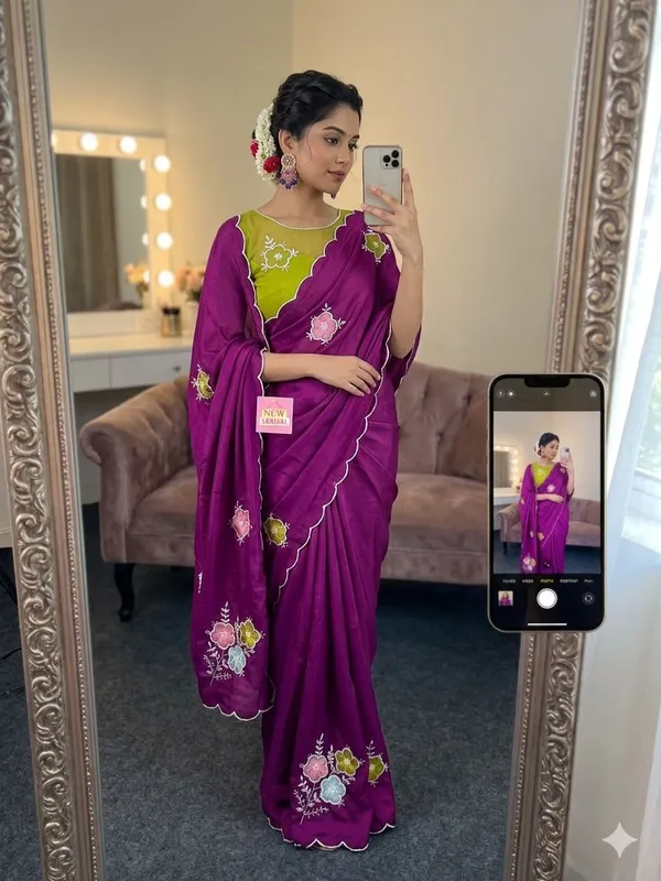 Wine_Chiffon_Saree_For_Women