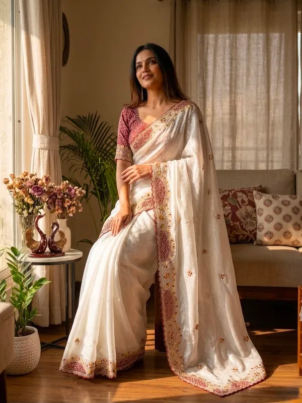 Off_White_Soft_Crunchy_Saree_For_Women