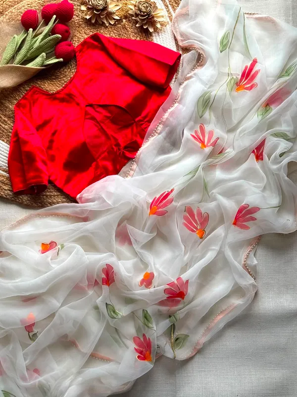 White_Georgette_Saree_For_Women