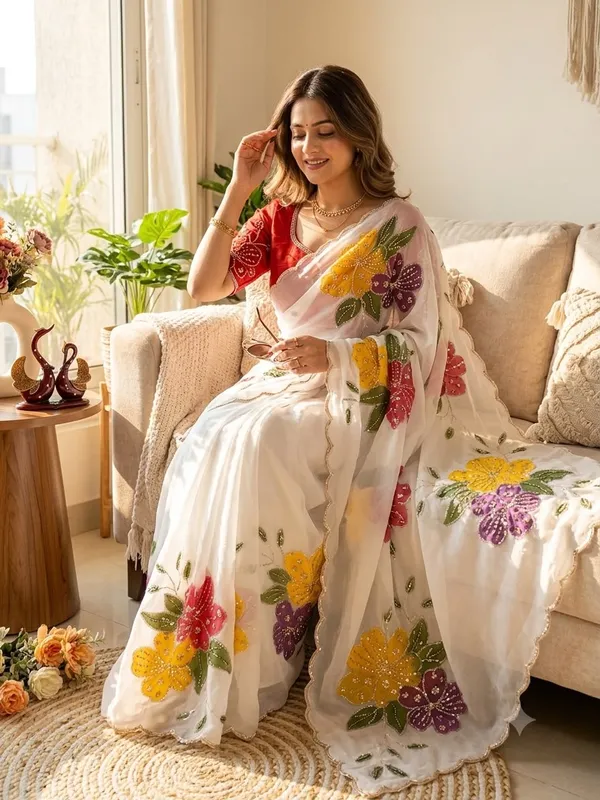 White_Taby_Silk_Saree_For_Women