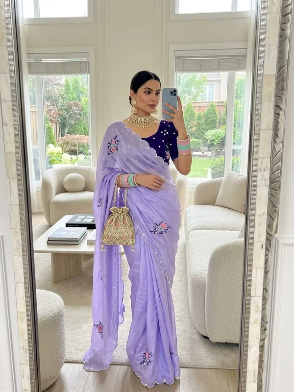 Purple_Chinnon_Saree_For_Women